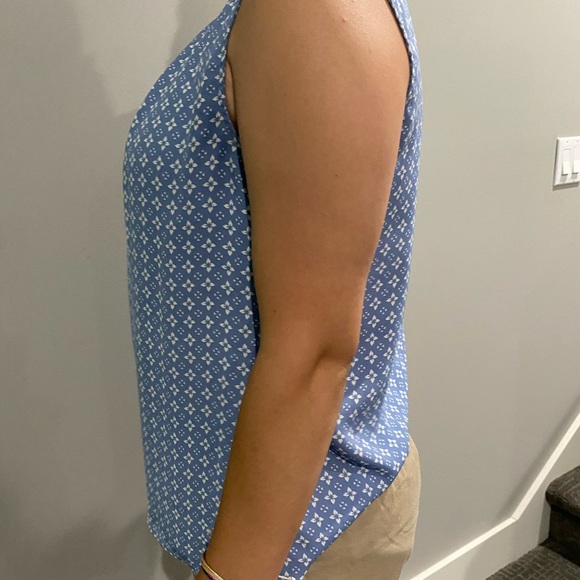 Baby Blue/White Flowy Classy Tank Top - Picture 2 of 5